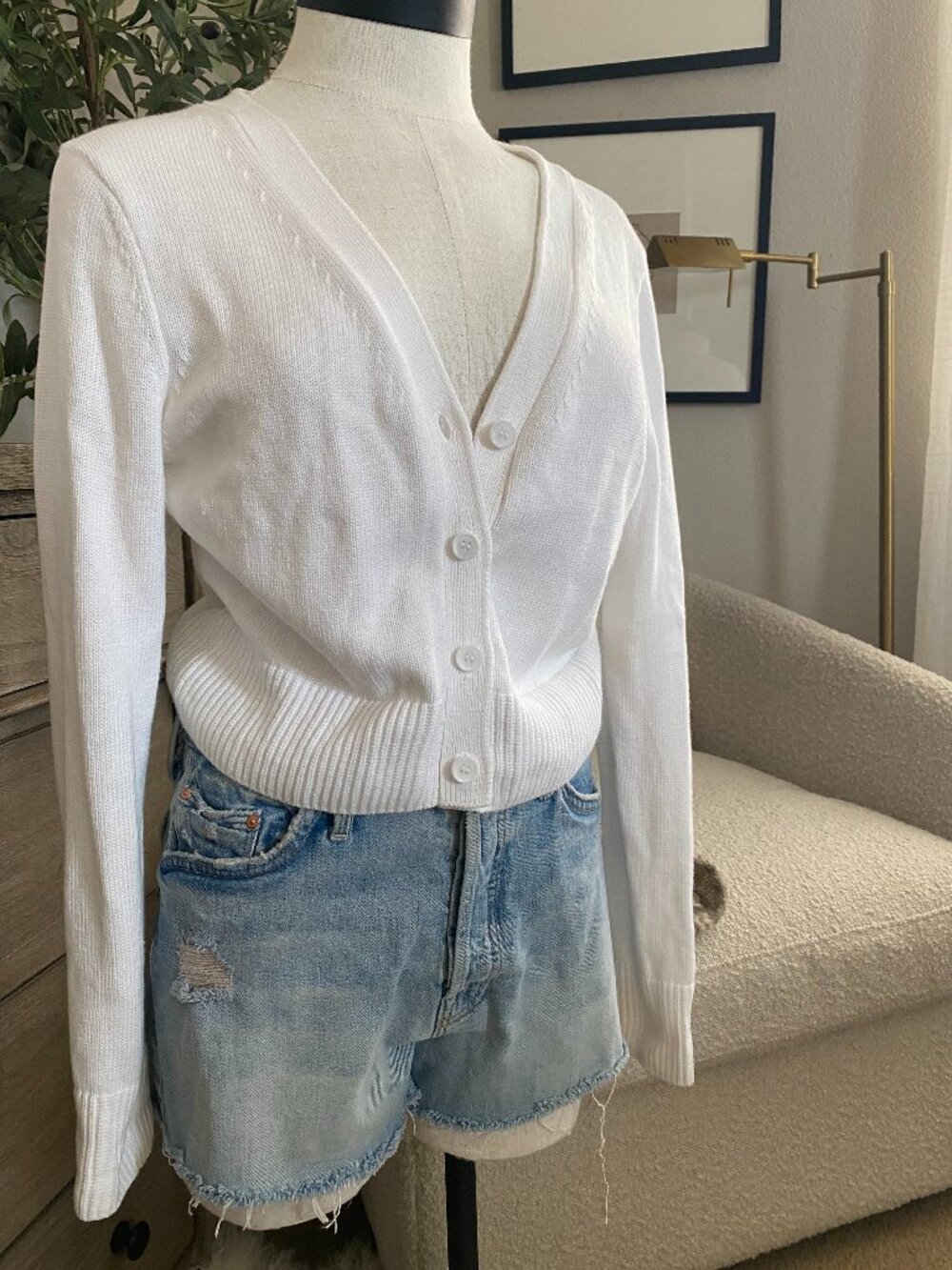One Grey Day | White Cotton Blend Cardigan